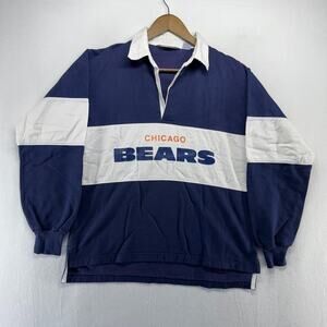 Vintage Chicago Bears Rugby Shirt Men's Medium Blue White Colorblock 80s Preppy